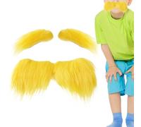 Orange Moustache And Eyebrows | Self Adhesive Funny Outfit Accessories | Artificial Christmas Moustache - For Events, Halloween, Cosplay, Party, Stage Performance, Festival, W