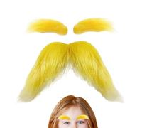 Orange Mustache & Orange Eyebrows | Funny Self Adhesive Costume Accessories,Christmas Fake Beard - for Halloween Party, Holiday Events, Fall Travel, Characters and Performances