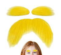 Orange Mustache & Orange Eyebrows - Funny Yellow Self Adhesive Party Supplies - Fake Christmas Beard | For Campfire Events Halloween Cosplay Party Performance Festival Christmas