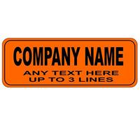 Orange name badge with border engraved 70mm x 25mm