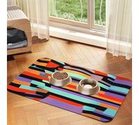 Orange neon Stripe Pet Feeding Mat Dog Cat Eating Food Absorbent Leather Tablecloth for and Water Bowl Waterproof No Stains Quick Dry Non-Slip 23.62 * 15.75IN