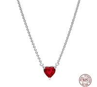 (orange) New 925 Sterling Silver Classic Heart Shaped Round Pendant Necklace Fit Original Pandora Beaded Diy Women 's Jewelry Gift