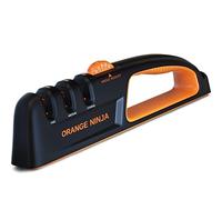 Orange Ninja Knife Sharpeners - 5 Adjustable Sharpening Angle- Premium Quality Kitchen Knife Sharpener - Handheld Knife Sharpeners for Kitchen Knives & Pocket Knife Sharpener by Sharp Pebble