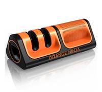 Orange Ninja Mini Knife Sharpener - Coarse & Fine Blade Sharpener, Sharpening System- Knife Sharpeners for Kitchen Knives, Pocket Kitchen Knives Sharpeners with Bottle Opener & Fridge Attachment