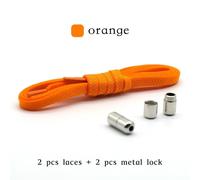 (orange) No Tie Shoelaces with Metal Lock - Flat Elastic Shoe Laces for Adults and Kids Sneakers, Quick Wear Shoe Strings for Lazy Day