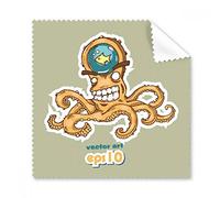Orange Octopus Marine Life Pattern Glasses Cloth Cleaning Cloth Phone Screen Cleaner 5pcs Gift