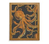 Orange Octopus Pattern Diamond Painting Kits for Adults Yellow Wood 40*50cm 5D Diamond Art Kits for Beginners Large DIY Full Drill Round Diamonds Gem Art Crafts Painting for Home Wall Decor