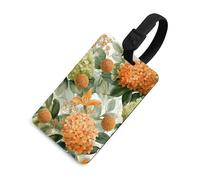Orange Orchid Pastel Green Textured Foliage Luggage Tag Travel Bag Suitcase Baggage Name Tags