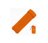 (Orange) Outdoor Sleeping Pad Camping Inflatable Mattress with Pillows Travel Mat Folding Bed Ultralight Air Cushion Hiking Trekking