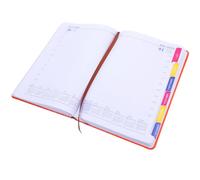 Orange Paper Day Planner with Bookmark Ribbon for Busy Parents | Monthly Planning, Weekly Scheduling, Comprehensive Layout, for Students, Class Timetables, Goals and Productivity