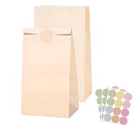 Orange Pastel Paper Party Bags for Kids Party,30Pcs Gift Bags Small Kraft Paper Bags with 36 Stickers,Birthday Party Favour Bags Candy Sweet Bag Goodie Bags for Presents,Xmas,Hen,Adult Party Bags
