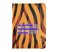 Orange Pattern customize Leather Passport and Vaccine Card Wallet Combo Passport Wallet Badge ID Vaccine Card Holder Wallet Lightweight, orange pattern, One Size