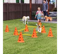 (Orange) PawHut Dog Agility Equipment Set, Four-Piece Adjustable Height Jumping