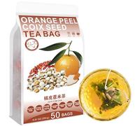Orange Peel Coix Seed Tea Bag, 250g/8.81oz (5g*50bags) 橘皮薏米茶 Coix seed, Barley Caffeine-Free Flavored Delicious Beverage Herbal Tea, Combination of Floral Tea 祛湿茶 去湿茶