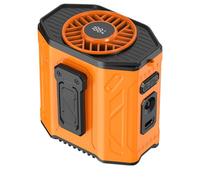 Orange Personal Waist Fan with 100-Speed Airflow, 3-6 Hour Battery Life, USB-C Charging, Integrated LED Display, Flashlight & SOS, Hanging Fan for Outdoor Jobsite Cooling