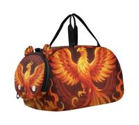 Orange Phoenix Bird Flame Fire Duffel Bag with Shoes Compartment Multifunctional Overnight Travel Weekender Tote for Beach Swim Bags Pool Sports