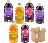 Orange & Pineapple,Summer Fruits, Apple & Blackcurrant Double Strength Squash 1.5l - Random Mixed Squash Drinks - No Added Sugar - mss (6 x Mixed Bottles)