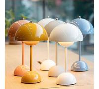 (orange pink) Mushroom Flower Bud Rechargeable Led Table Lamps Desk Night For Bedroom Dining Touch Night Light Simple Modern Decoration