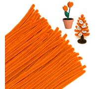 Orange Pipe Cleaners for Craft, 100pcs Long Crafting Chenille Stems (30 cm x 8 mm) for DIY, Arts, Decoration Halloween Xmas NewYear Birthday Anniversary Parties