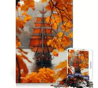 Orange Pirate Ship 1000 Piece Jigsaws for Adults Puzzle Enhance Recall Together Fun Exact Edge Seasonal Gift (50x75cm)