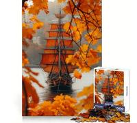 Orange Pirate Ship Jigsaw Puzzles for Adults 1000 Piece Mind Puzzle Slow Enjoy Image Assembly Perfect Present (38x26cm)