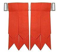 Orange Plain Tartan Kilt Hose Sock Flashes with Heavy Buckle Adjusters