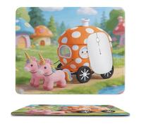 Orange Polka Dot Carriage Stitched Edge Mouse Pad