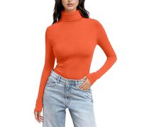 Orange Polo Neck Jumper Thermal Polo Neck Soft Warm Slim Fit Plain Jumpers Base Layer Yoga Underwear Lightweight Stretch Basic Pullover Top Sports Tight Undershirt 2026