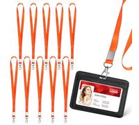 Orange Polyester Badge Lanyards Bulk Pack with Metal Clip, 10 Pcs | Comfortable Wear, Quick Clipping, for Name Tags and Access Cards, Teachers, Security Personnel