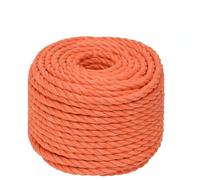 Orange Polypropylene Work Rope, 16mm x 50m, Twisted All-Purpose Cord for Marine, Garden, Workshop, UV & Weather Resistant, 1380kg Break Strength