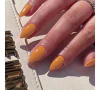 Orange Press on Nails Short Almond Shaped, SXVME 30 Pcs Thick Short False Nails Press ons Natural Natural Fit Acrylic Fake Nails For Women Daily Wear