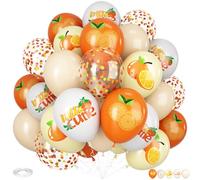 Orange Print Balloons, 30Pcs 12Inch Orange Print Balloon with Yellow White Confetti Balloons for Baby Shower Summer Birthday Fruit Theme Party Decorations
