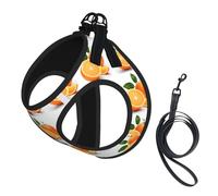 Orange Print Reflective Pet Leash Vest For Small Dogs & Cats, Adjustable Outdoor Walking Hiking Vest