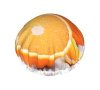 Orange Print Reusable Shower Caps for Women Double Layer Hair Cap Adult Hair Cap for All Hair