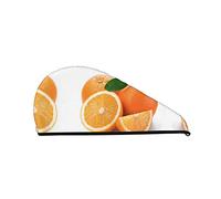 Orange Printed Hair Towel Wrap, Super Absorbent Dry Hair Cap for Women Shower Caps for Gym Salon Bath Shower