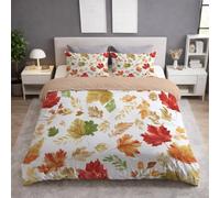 Orange Printing Duvet Cover Fallen Leaves Bedding Decorative Comforter Cover Set Breathable Natural Duvet Cover Set Autumn Warm Harvest Cozy Bedding - Super King