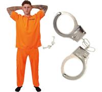Orange Prisoner Costume with Handcuffs I Love Fancy Dress Orange XXL