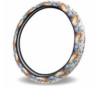 Orange Pumpkin Autumn Harvest Black Steering Wheel Protector Universal Steering Wheel Wrap Elastic Car Interior Covers For Men All Seasons Suv 38Cm