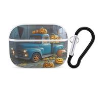 Orange Pumpkin Case Cover with Keychain Shockproof Hard Shell Protective Case for 2nd/1st Generation Case for Women Men Bluetooth Earbuds Case