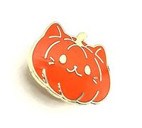 Orange Pumpkin Cat Kitty Spooky Halloween Cute October Metal Enamel Pin Badge