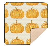 Orange Pumpkin Cute Foldable Baby Activity Play Mat for Indoor Outdoor Portable Activity Entertainment Mat for Baby Toddler Infant, 50'' x 50''