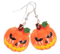 Orange Pumpkin Dangle Earrings for Women Lightweight Metal Plastic