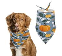 Orange Pumpkin Pattern Dog Bandana Funny Triangle Dog Scarf Comfortable Pet Scarf Polyester Bib Handkerchief Soft Adjustable Puppy Bandanas Gift for Small to Large Girl Dog and Cat