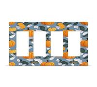 Orange Pumpkin Pattern Outlet Cover,4-Gang Wall Plate Hidden Screw Face Plate,Thermoplastic Faceplate Cover Decorator Receptacle Outlet Light Switch Cover Size 8.3"x 4.7"for House