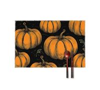 Orange Pumpkin Pattern Placemats Set of 4 - Non-Slip Heat Resistant Place Mats Farmhouse Rustic Table Mats Reusable Hard Canvas Placemat for Dining, Kitchen, Party Indoor/Outdoor Decoration