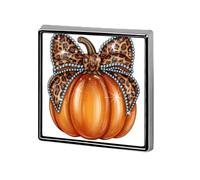 Orange Pumpkin with Leopard-print Bow Unisex Brooches & Pins Square Lightweight Lapel Badge Jewelry for Clothing Shawl Hat