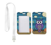 Orange Pumpkins and Purple Owl ID Badge Holder with White Lanyard, Badge Holders, Vertical Cards Protector for Women, Vertical ID Cards Protector for Doctor, Nurse Essentials Nurse Accessories