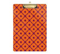 Orange & Purple Angular Plaid clipboard with File Plastic for Soccer Truck Driver Size 9 x 12