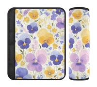 Orange Purple Pansies Flowers 2 Pack car Shoulder Strap pad Stop seat Belt Cutting into Neck for Van funda para cinturón de carro