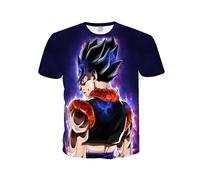 (Orange Purple, XL) 3D Printing Dragon Ball Anime T-shirt Casual Shirt Top